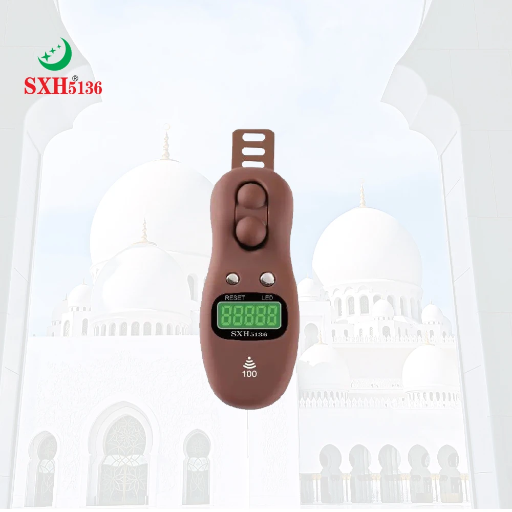 Hand Tally Counter Smart Zikr Ring Electric Ring Rosary Finger Tally Counter Beep Sound Battery Replaceable LED Digital