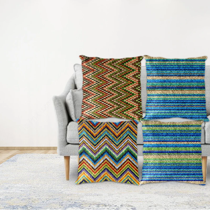 Latch Hook Pillow Kit Embroidery Pillows 3d Embroidery Package Wool