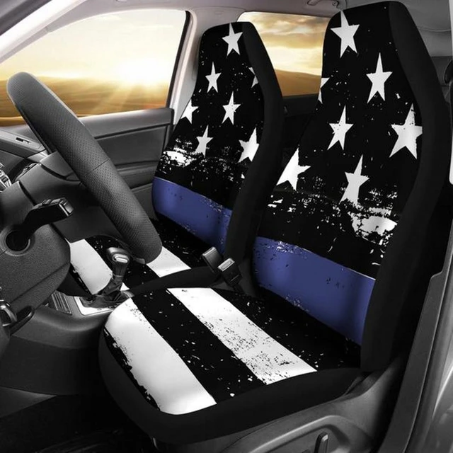 Housse de siège de voiture personnalisée, couvre-siège de voiture,  accessoires de voiture, cadeau pour elle, drapeau à ligne bleue fine -  AliExpress