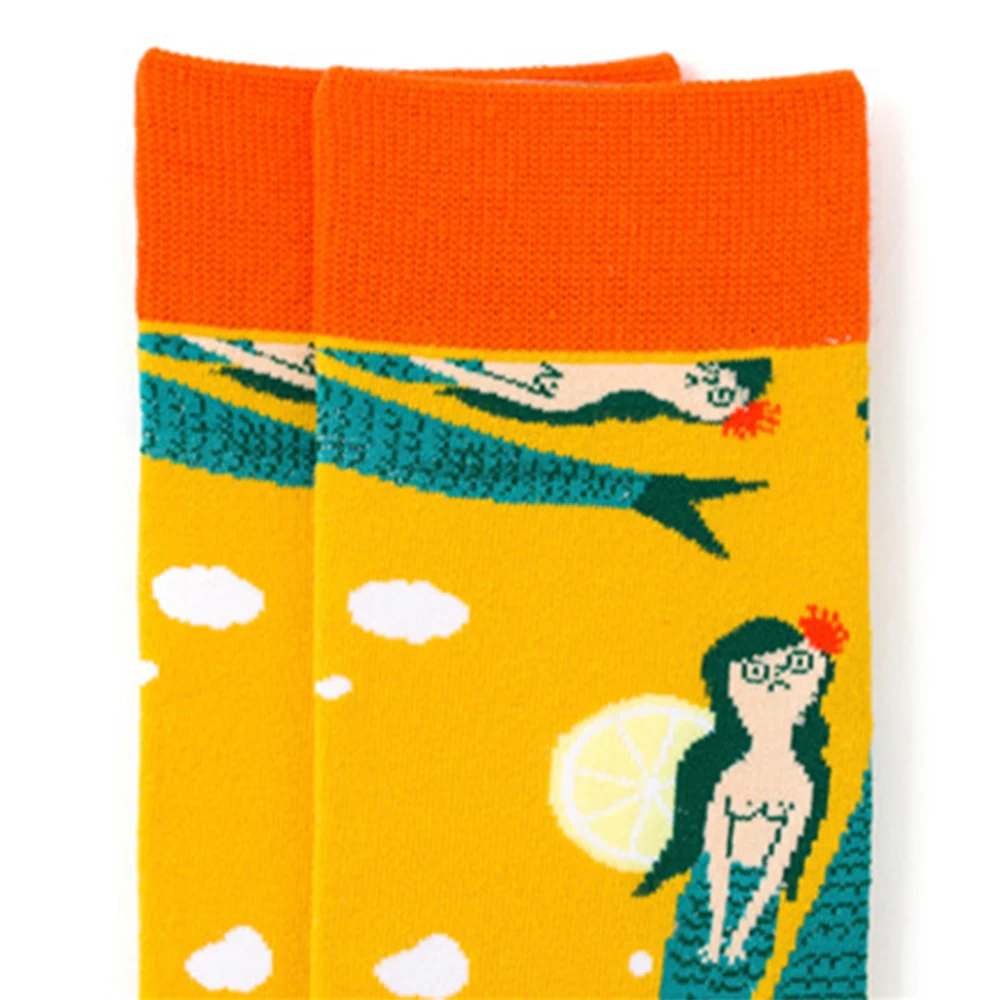 2Pairs Fashion Women Sock Kawaii Cute Sweet Colorful Funny Pattern Trendy Sock Knitting Sport Casual Cotton Unisex Mid Tube Sock