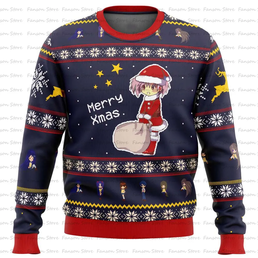 thumbnail image 1 of Suéter feo navideño de Clannad Merry Xmas 2024, nueva moda para hombres, pulóveres, tops, sudadera con capucha de estilo japonés con dibujos animados de anime para mujeres, 1 of 4
