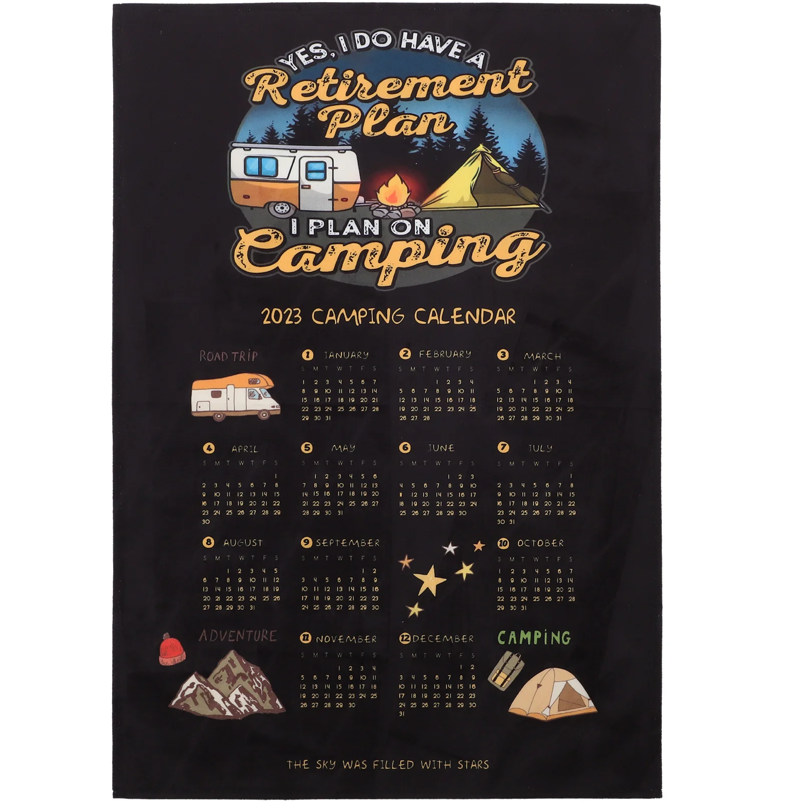 Cloth Camping Calendar 2023 Wall Calendar Background Calendar for Home Office Dorm