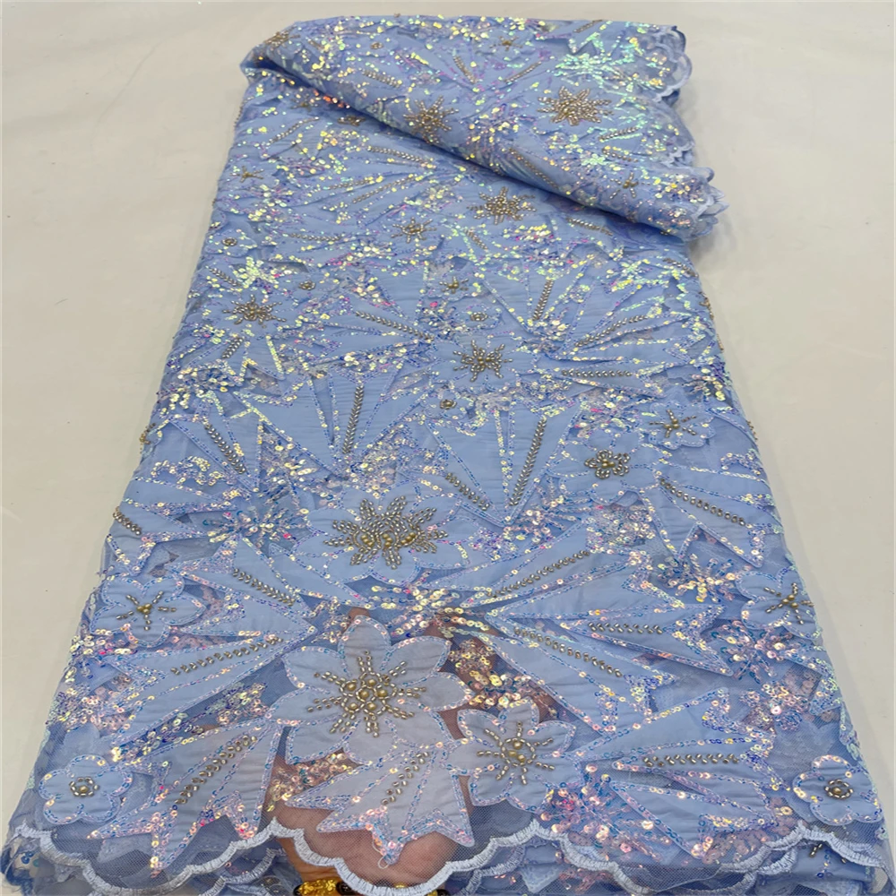 

African Velvet Net Lace Fabric High Quality Sequins Embroidery French Nigerian Lace Fabric For Evening Party Dress RF-200