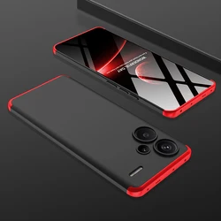 360° Full Protection Matte Shockproof Case - Hard Plastic Cover for Case With Soft Film (Red Black Red)