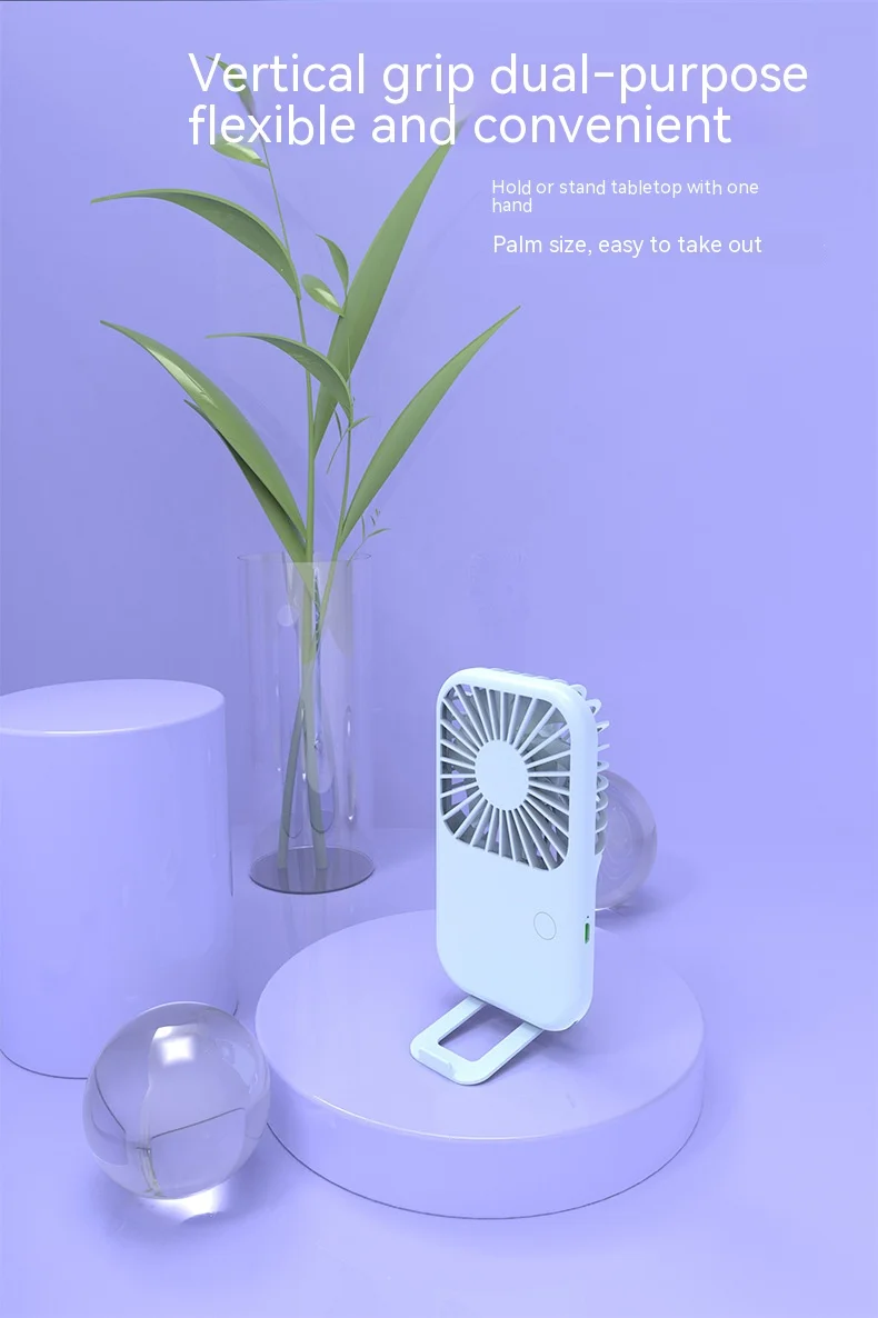 USB Mini Fan Portable Pocket Fan Air Cooler Handheld Desktop Rechargeable Standing Fan Three Gear Wind Speed Adjustable