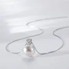 Trumium 10/12mm 925 Sterling Silver Pearl Pendant Necklace for Women Dainty CZ Chain Cultured Pearls Choker Necklaces Jewelry 2