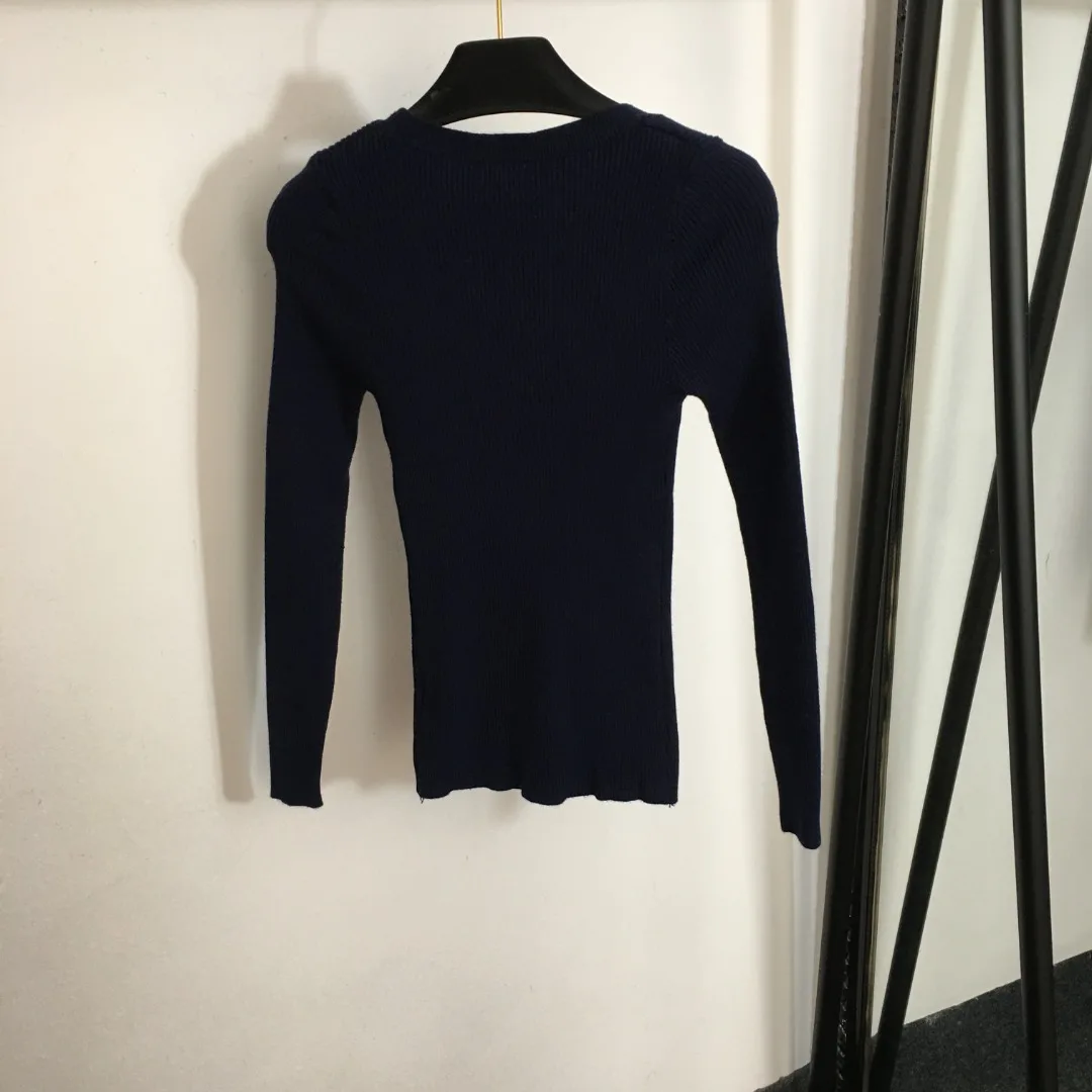 

2023 Latest Chest Logo Print Solid Simple High Elastic Tight Long Sleeve Knit Underlay Shirt