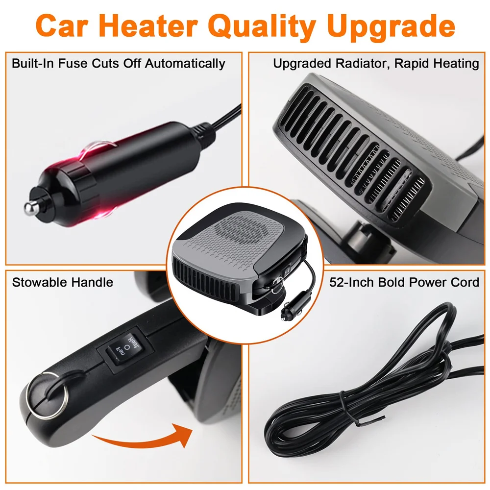 12V 2 In 1 Car Heater Defroster Portable Car Electric Heater Heating  Cooling Fan Defroster Demister 360 Rotat For Cars Trucks - AliExpress