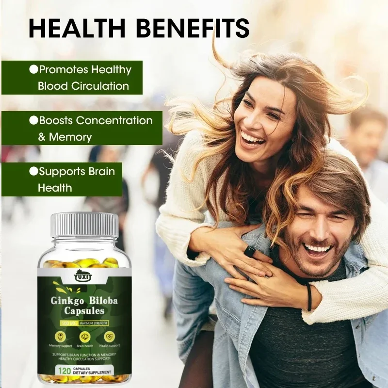 YUXIT Organic Nutricost Ginkgo Biloba 500mg Extra Strength Ginkgo Biloba Extract Gluten Free 120 Capsules