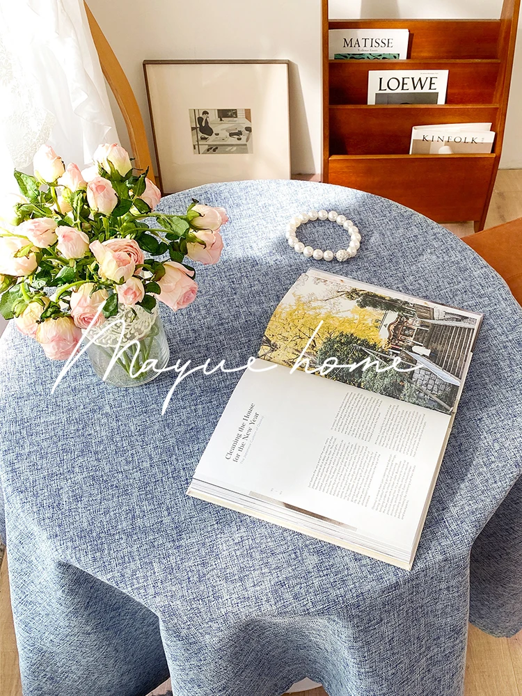

Cotton linen tablecloth, coffee table cover, bedside table, round table, Nordic tablecloth