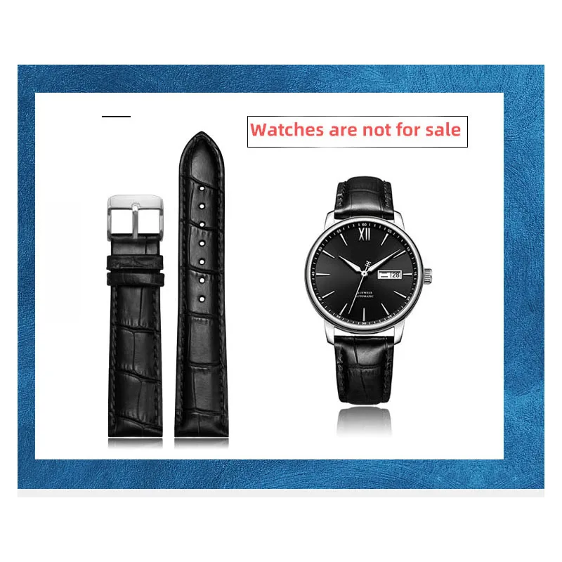Elegant Universal Leather Watch Strap with Butterfly Buckle - Black & Brown Adjustable Bracelet