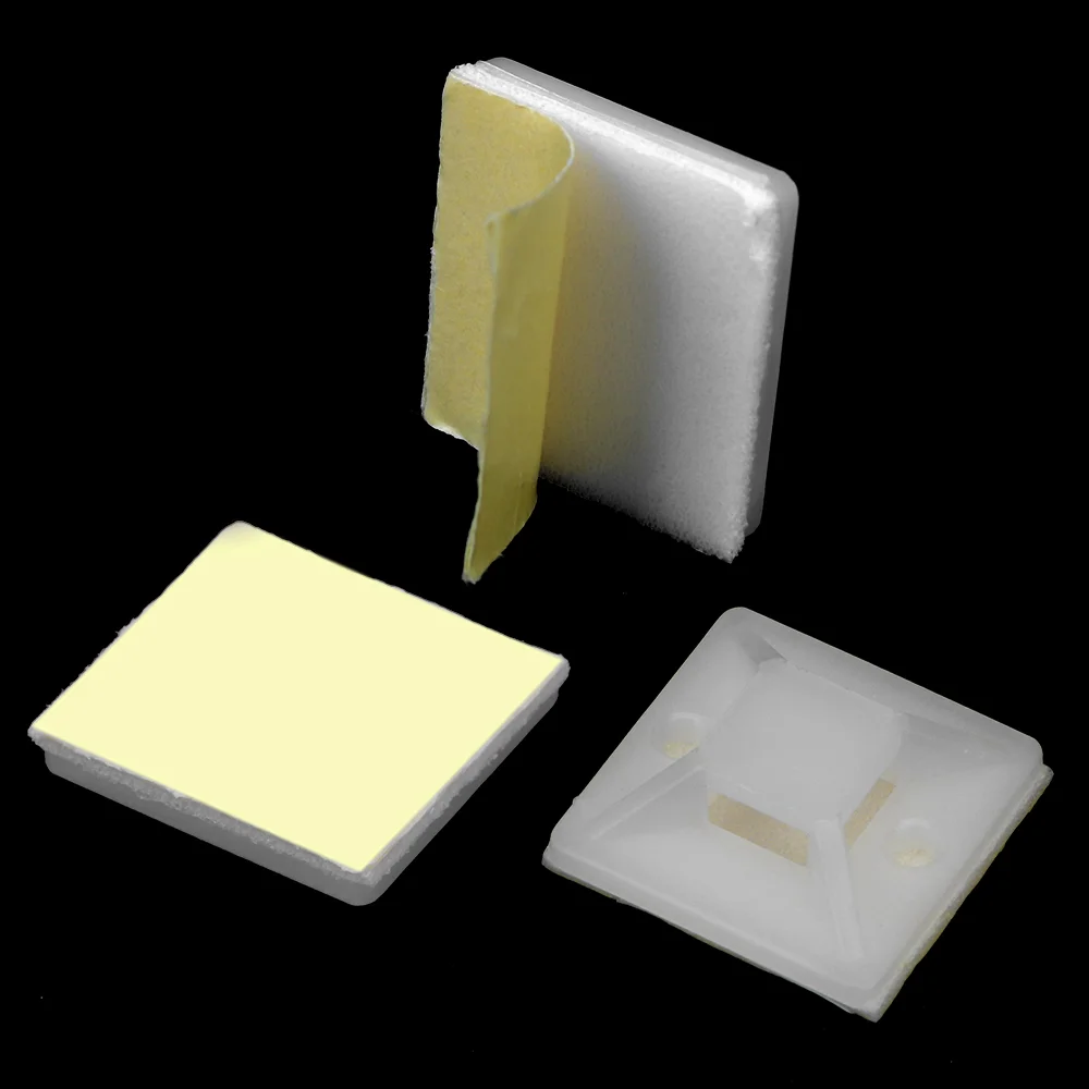Seat Clamps Self Adhesive Cable Tie Base 100Pcs Wiring Accessories White Zip Tie Mount Wire Wall Holder