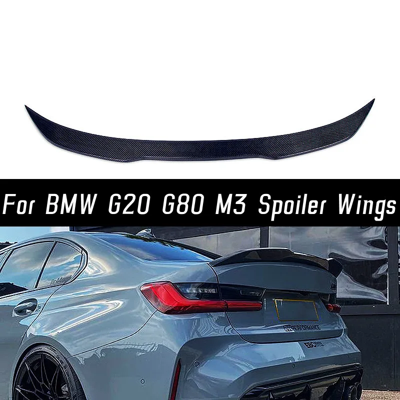 

Real Carbon Fiber Rear Trunk Lid Wings Ducktail Lip Spoiler Bodykit For BMW 3 Series G20 G80 M3 2019-2023 Car Tuning Accessories