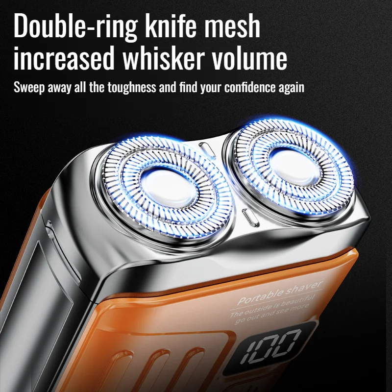 R-19 미니 전기 면도기 디지털 디스플레이 자기식 이중 블레이드 방수 타입-C 고속 충전 휴대용 남성용 면도기
