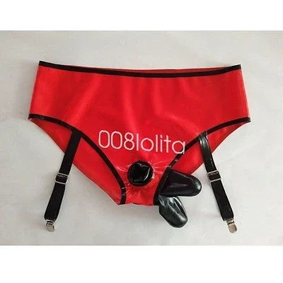 

100% Latex Rubber Gummi Sexy red Shorts Briefs with Black Halloween uniform