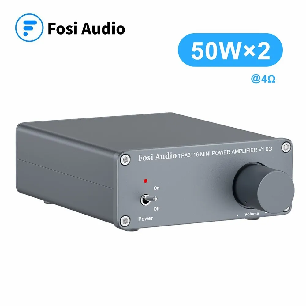 Fosi Audio V1.0 オーディオアンプ2チャンネル ステレオHiFiデジタルアンプ パワーアンプ TPA3116ミニ クラスDアンプ : Fosi Audio V1.0G 2 Channel Class D Mini Stereo