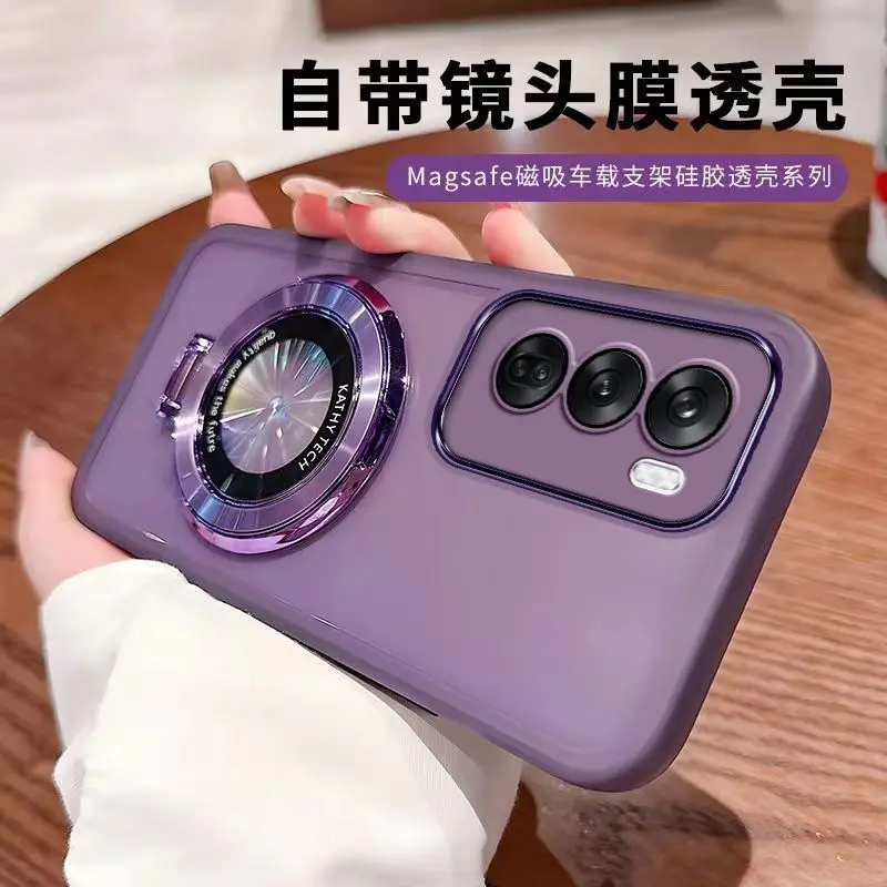 Soft Transparent Phone Case with Ring Stand and Lens Protection
