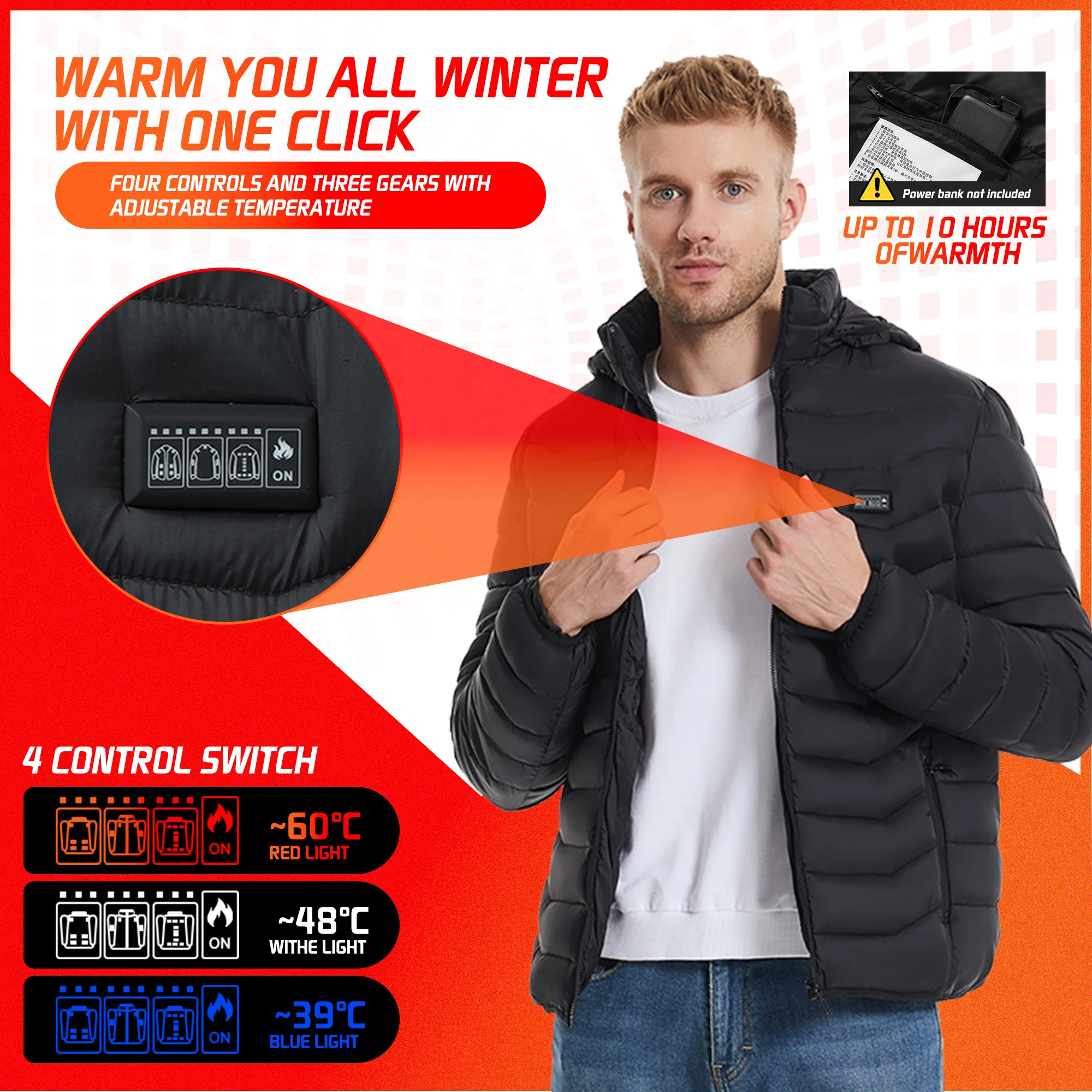 TODWARM Heated Jacket 21 Areas Winter Men's Women's Motorcycle Jacket USB Electric Heating Heated Vest Moto Thermal Cloth heated jacket