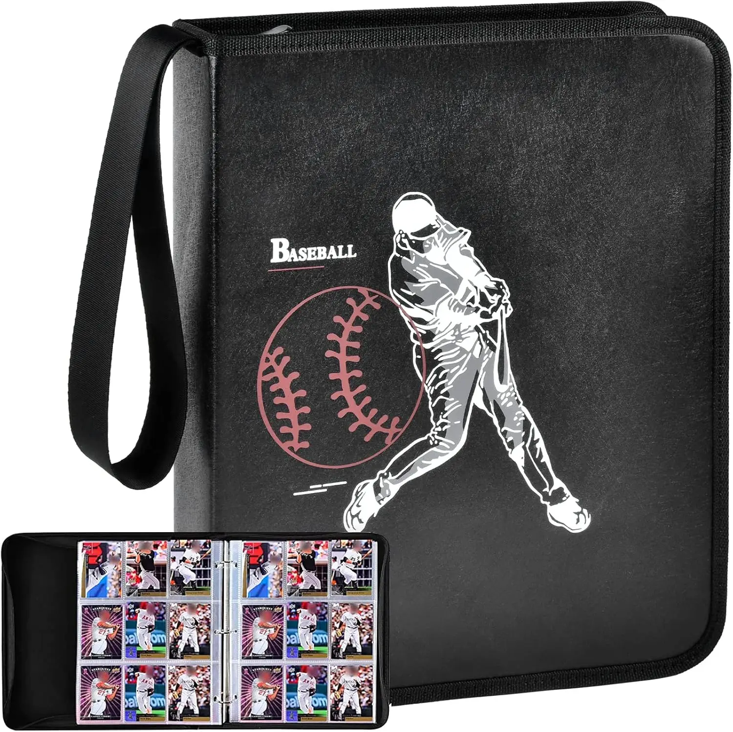 Porta Carte Collezione Sportive Album Di Carte Collezionabili A 4 Tasche Per 400 Carte, 50 Custodia Impermeabile Con Cinturino