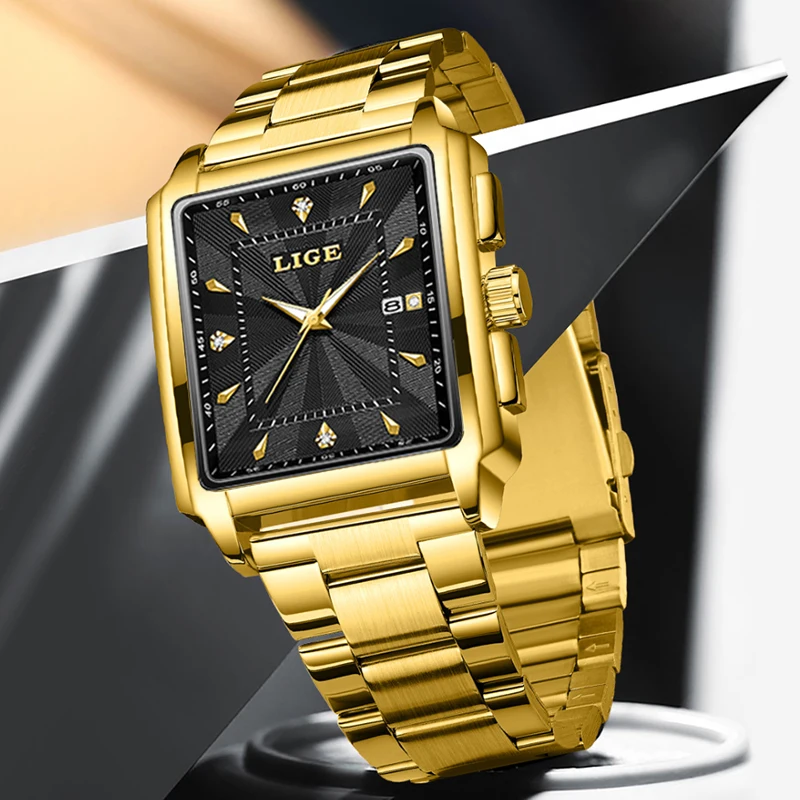 LIGE Mens Watches Top Luxury Brand Waterproof Sport Wrist Watch  Quartz Military Genuine Stainless Steel Relogio Masculino
