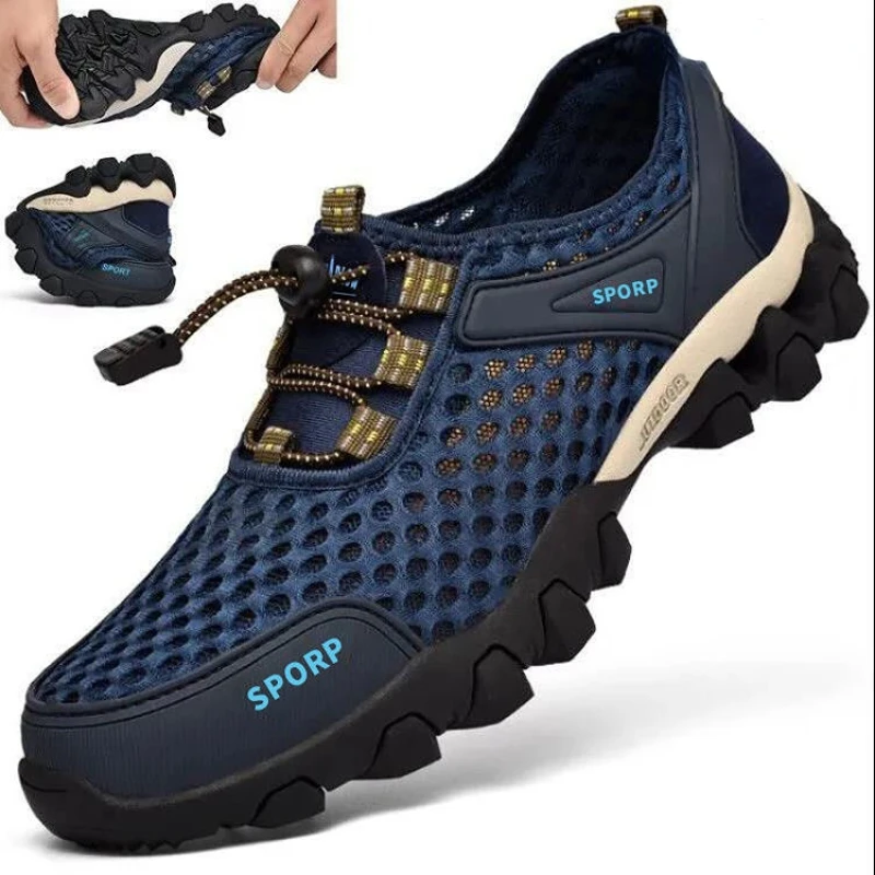 

Men Breathable Sneakers New Fashion Shoes Climbing Hiking Shoes Men Outdoor Beach Wading shoes Mesh Shoes Mens Non-slip