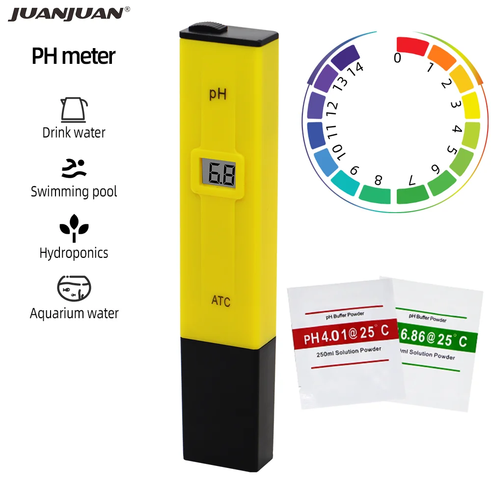 for Aquarium Indoor/Outdoor Use,3 pH Buffer Packets Calibration Digital PH Meter PH Tester ProfessionalHigh Accuracy Water Quality Tester with 0-14 PH Measurement Range Pool Drinking Water