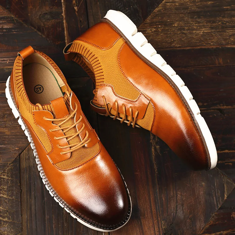 Mens Brogue Shoes Mens Dress Shoes Men Dress Shoes Carved Falt Casual Shoes Man Leather Soft Bottom Lace Up Male Borgue Nonslip Outdoor Light Chaussure Homme