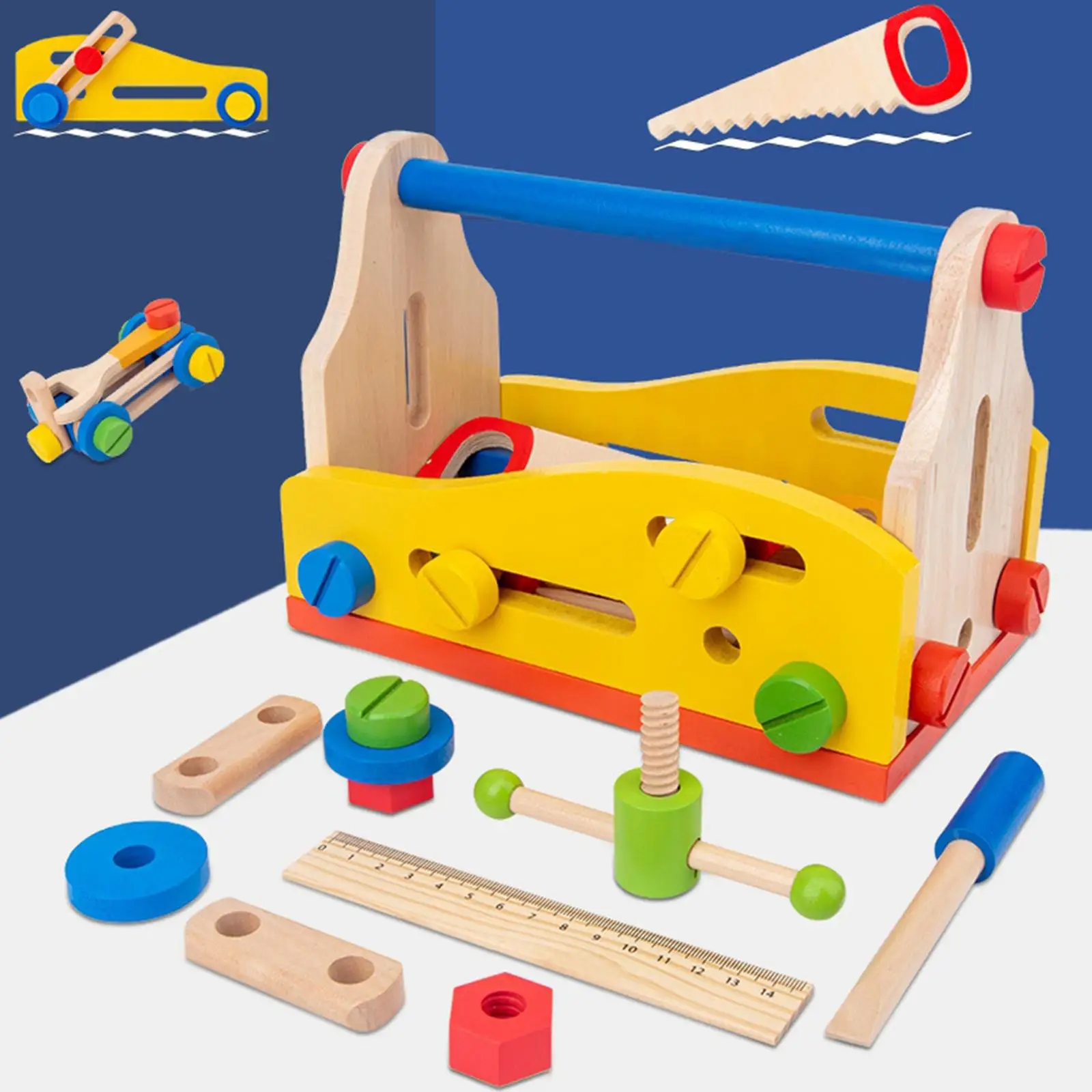 Montessori Wooden Tool Toy, Construction Toy for Toddler Kids Preschool