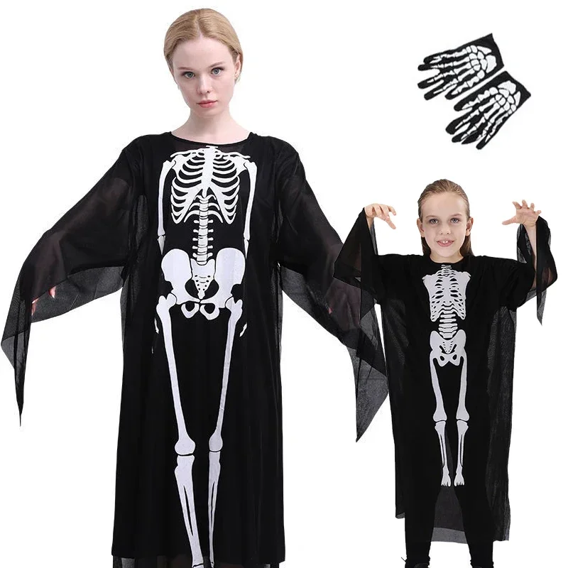 Disfraz De Esqueleto De Halloween Para Niño Y Niña, Conjunto De Dos Piezas De Manga Larga