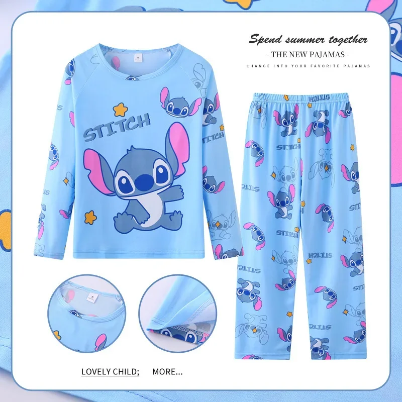 

Stitch Children's Pajamas Sets Cartoon Boy Spring Summer Sleepwear Long Sleeved Clothes Kids Pajamas Set Baby Girls Pyjamas