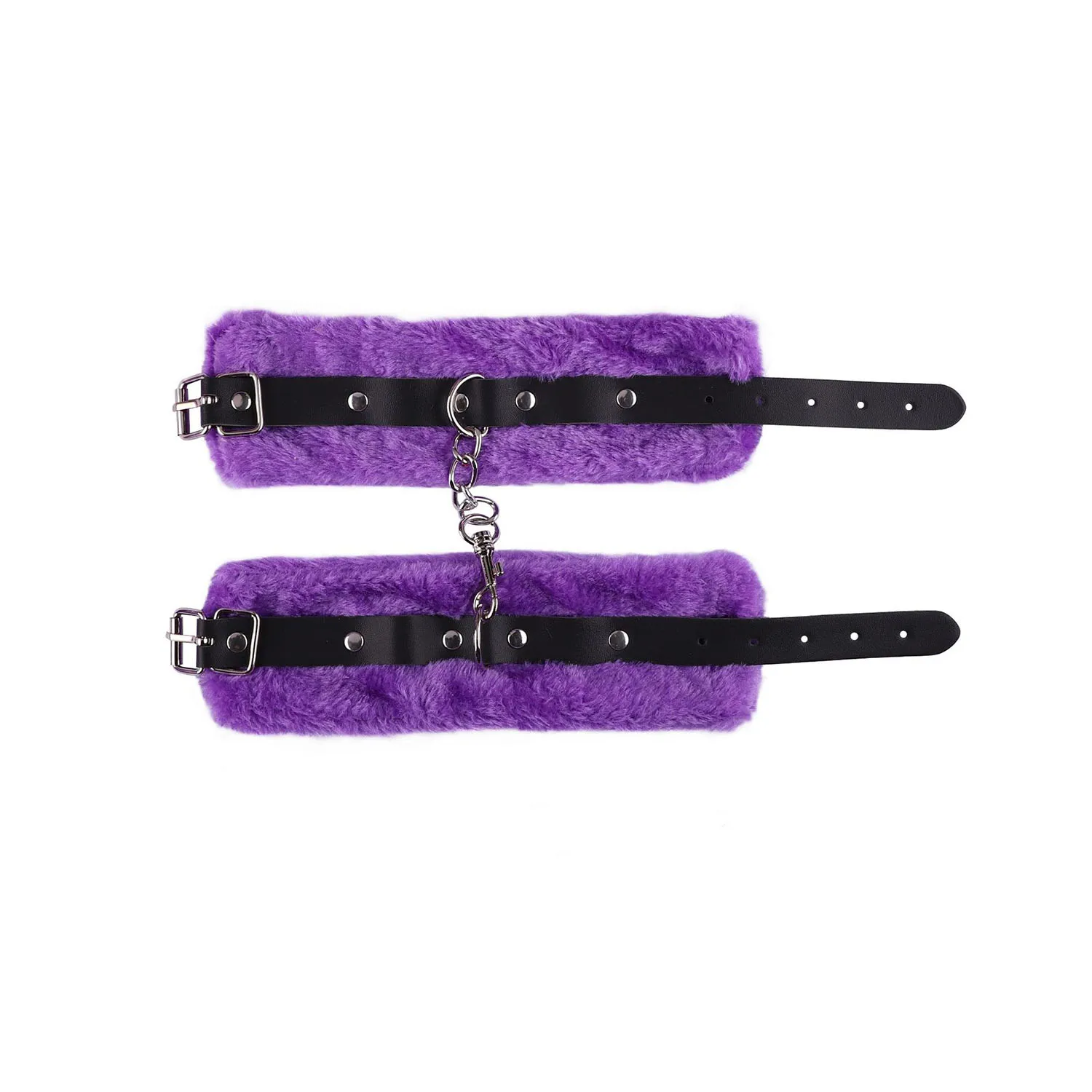Fluffy Bracelet Soft Plush Leg Wrist Cuff Bracelets Anklets with Detachable Leather Chain for Women Men