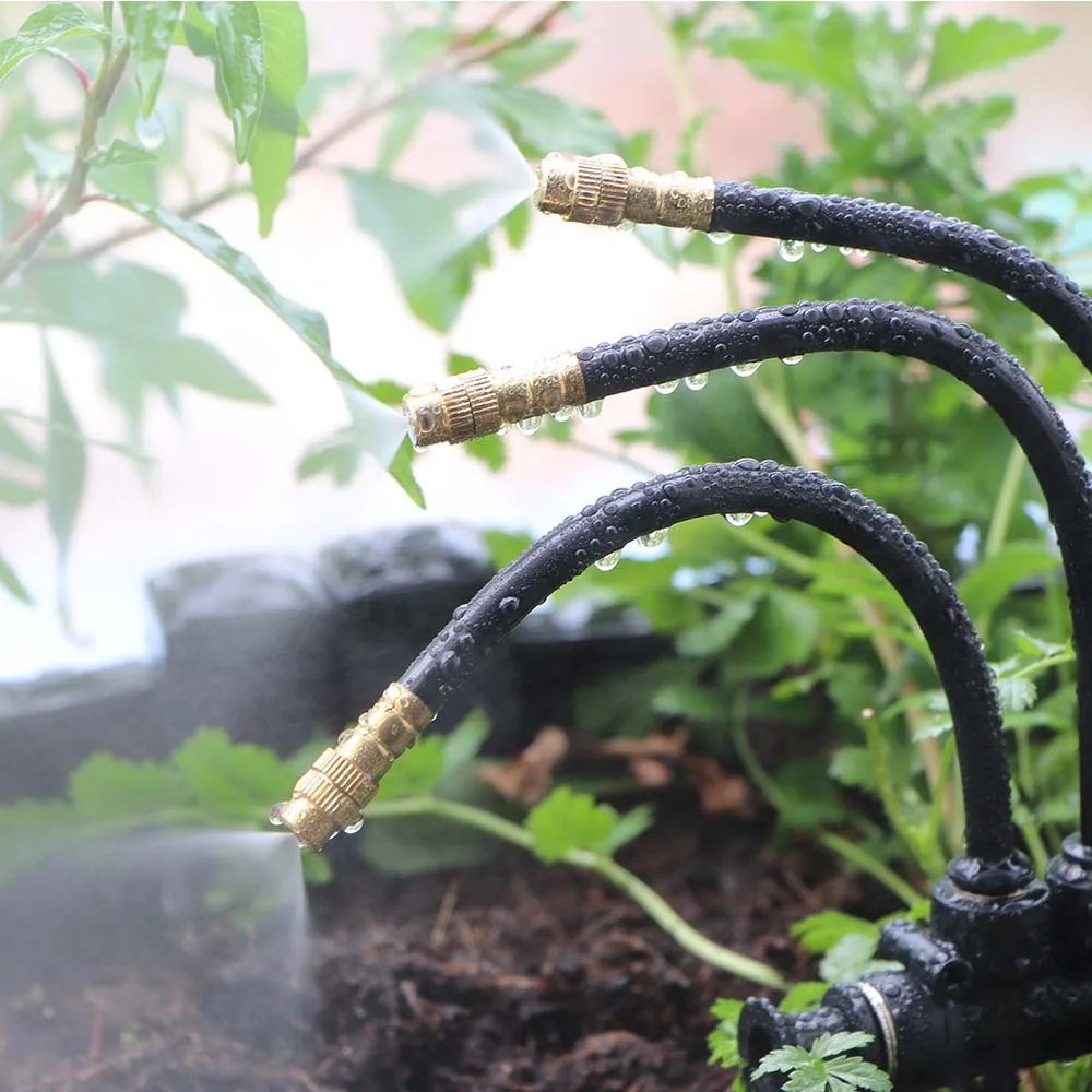 3-way 20/30/50cm misting nozzle 360&deg; bend atomizer sprayer slip lock quick connect 3/8" 9/12mm garden irrigation cooling system