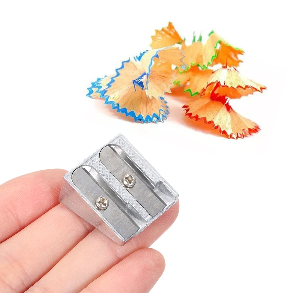 Metal Bevelled Double Hole Pencil Sharpener Stainless Steel Blade Efficient Labour-saving Sharpeners School Office Stationery pencil sharpener