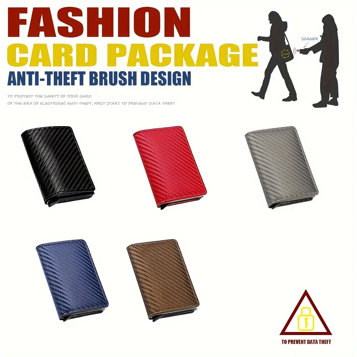 Credit Card Holder Carbon fiber Aluminum Case RFID PU Leather Pop Up Case Coin Purse