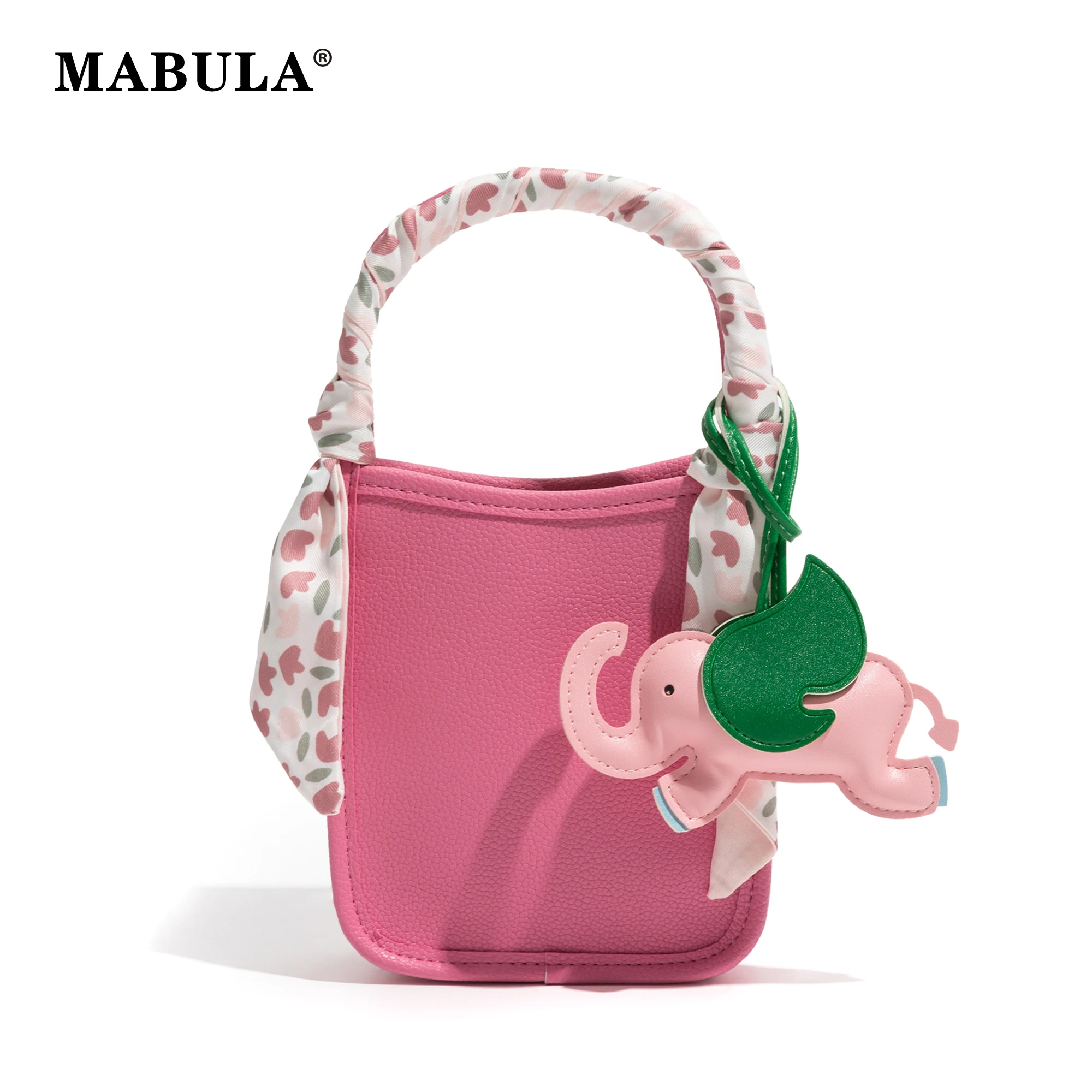 

MABULA Mini Cow Genuine Leather Top Handle Purse Designer Luxury handbags Chain Solid Pink Crossbody Bag women 2023 Tote Bucket