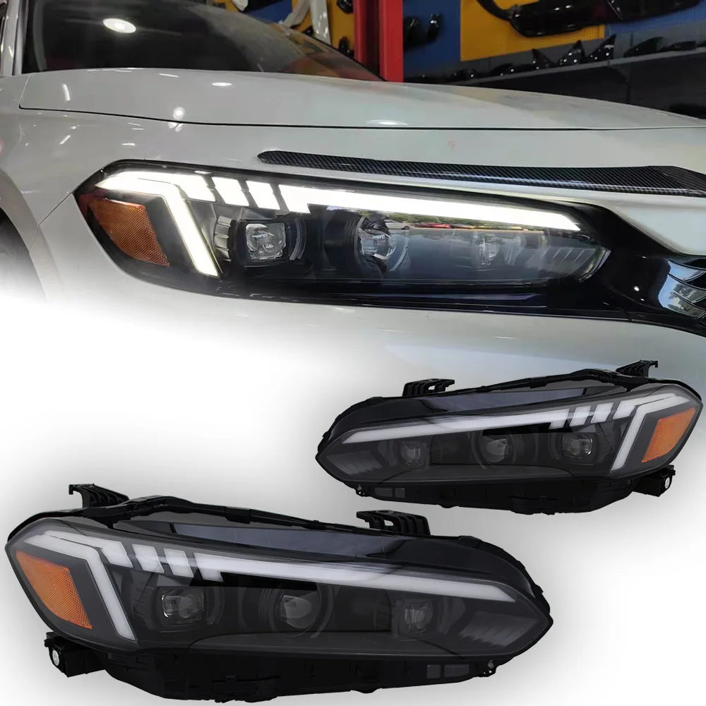

AKD Автомобильные фары для Honda Civic фары 2021-2022 светодиодная фара проекционный объектив динамический сигнал DRL фара аксессуары