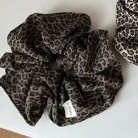 korea fashion Leopard print oversized scrunchie for women elastic big hair tie girls black hair rubber bands Retro hair rope - Image 4
