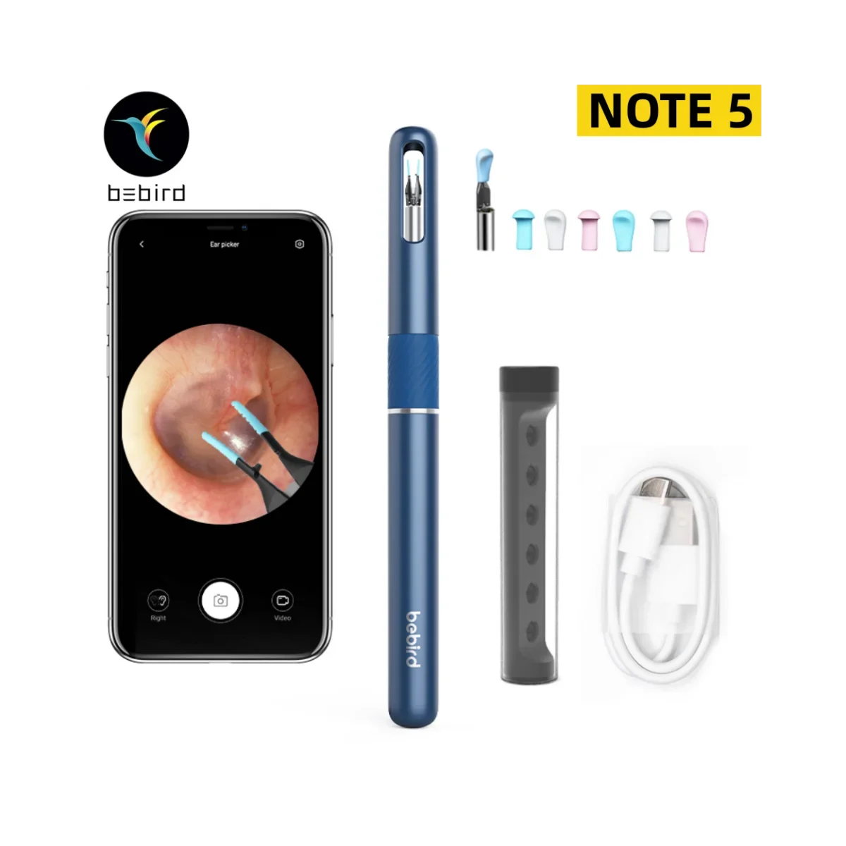 Bebird - 3-in-1 Note 5 Smart Visual Ear Cleaner - White