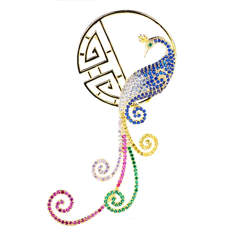 Ethnic Natural Freshwater Pearl Peacock Window Head Broochpins Elegant Temperament Zircon Bird Brooches for Woman Accessories