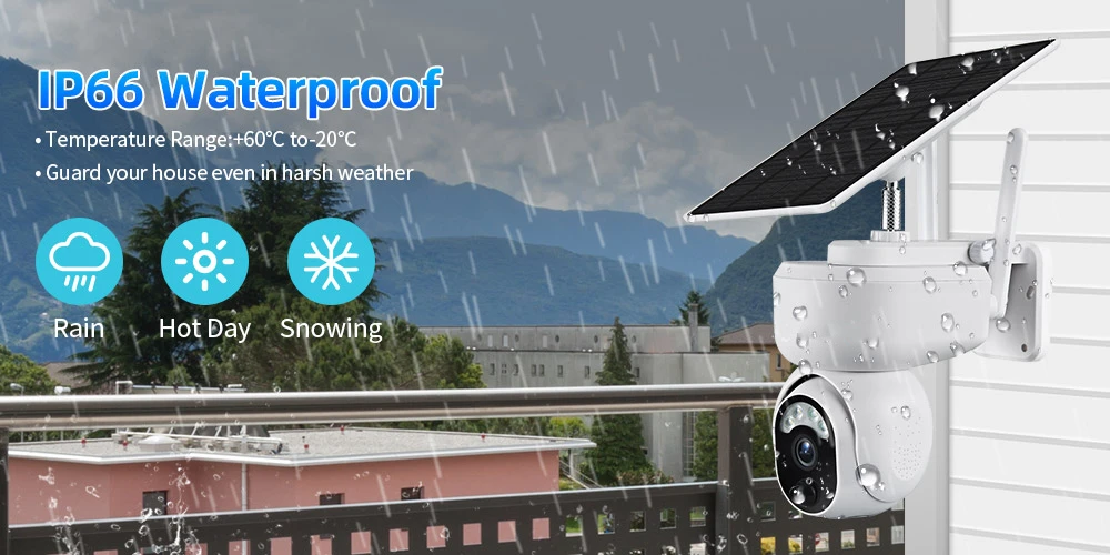 4MP 4G LTE Solar Camera Outdoor WiFi Security Camera PTZ Auto Tracking Color Nig