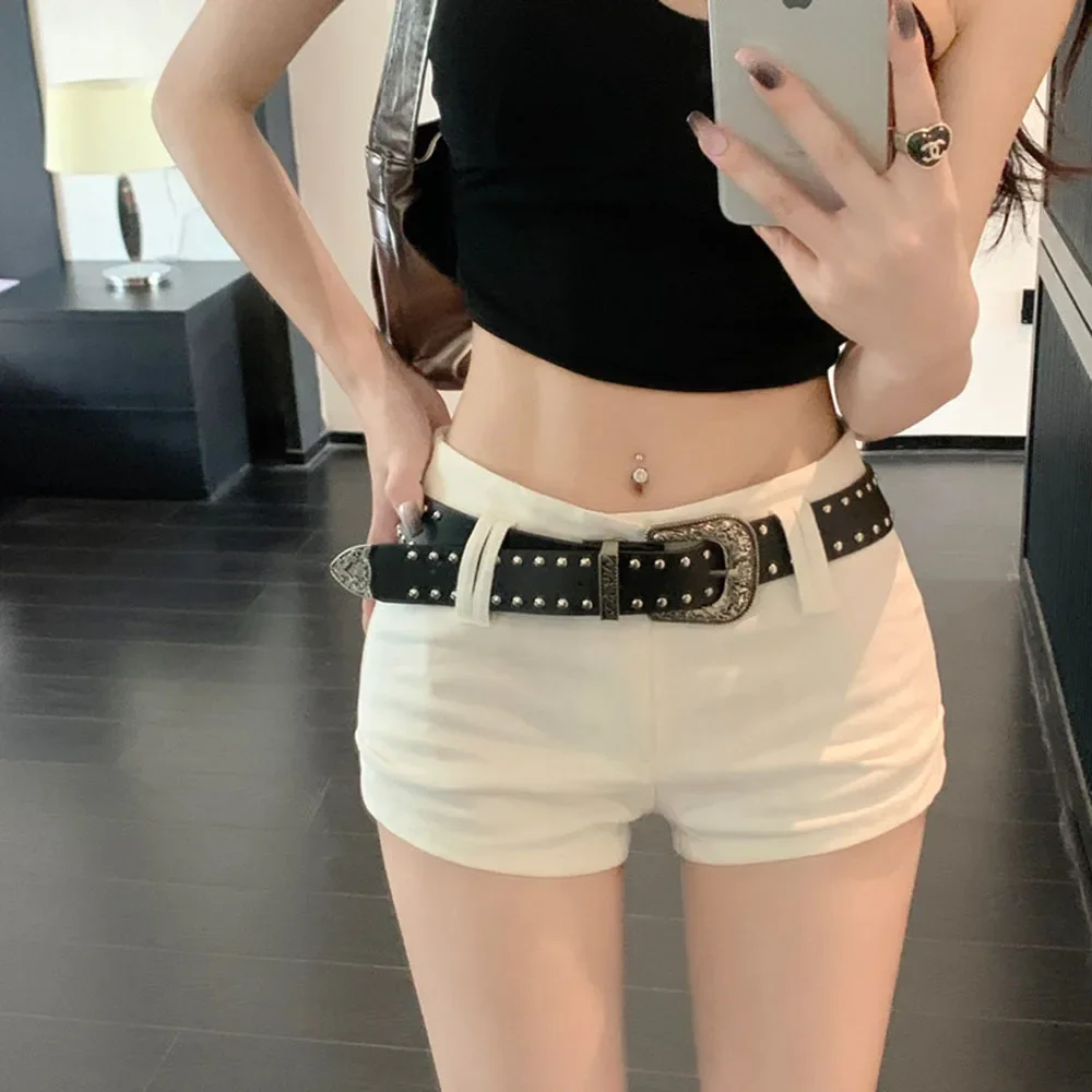 Black Short Jeans Sexy Hot Girl Tight Low Waist Shorts for Women Summer Slim American Retro Street Female Casual Straight Pants