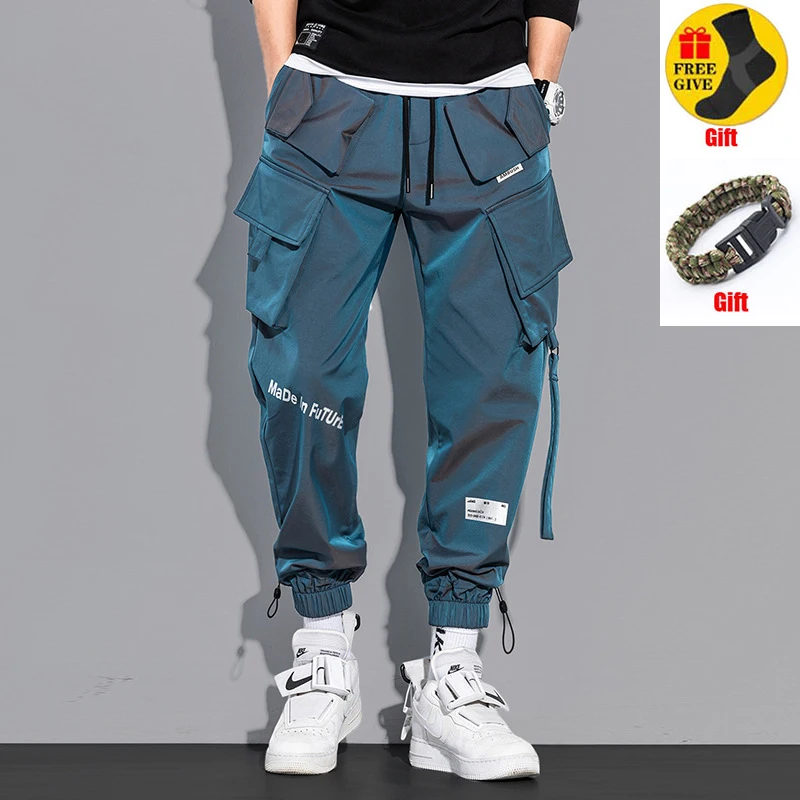 Harajuku Sweatpants Male Reflective Cargo Pants Y2k Trousers for Men Joggers Hip Hop Men's Clothing Man Streetwear Sports Casual 2
