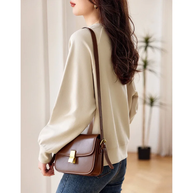 Women's Spring Autumn Solid Pullover Crew Neck Letter Patch Long Sleeve T-shirt Loose Hoodies Casual Vintage Office Lady Tops