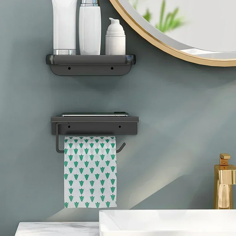 Paper Towel Holder Toilet Paper Holder Toilet Paper Rack Toilet Roll Holder Aluminum Alloy Toilet Paper Holder Tissue Rack For Bathroom Storage Shelf Accessories