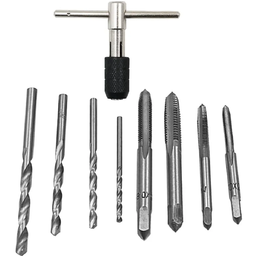 

Adjustable T-Handle Ratchet Tap Holder Wrench Tap Wrench Set Handle Ratchet Machine Screw Thread Metric Tap Drill Set Hand Tools