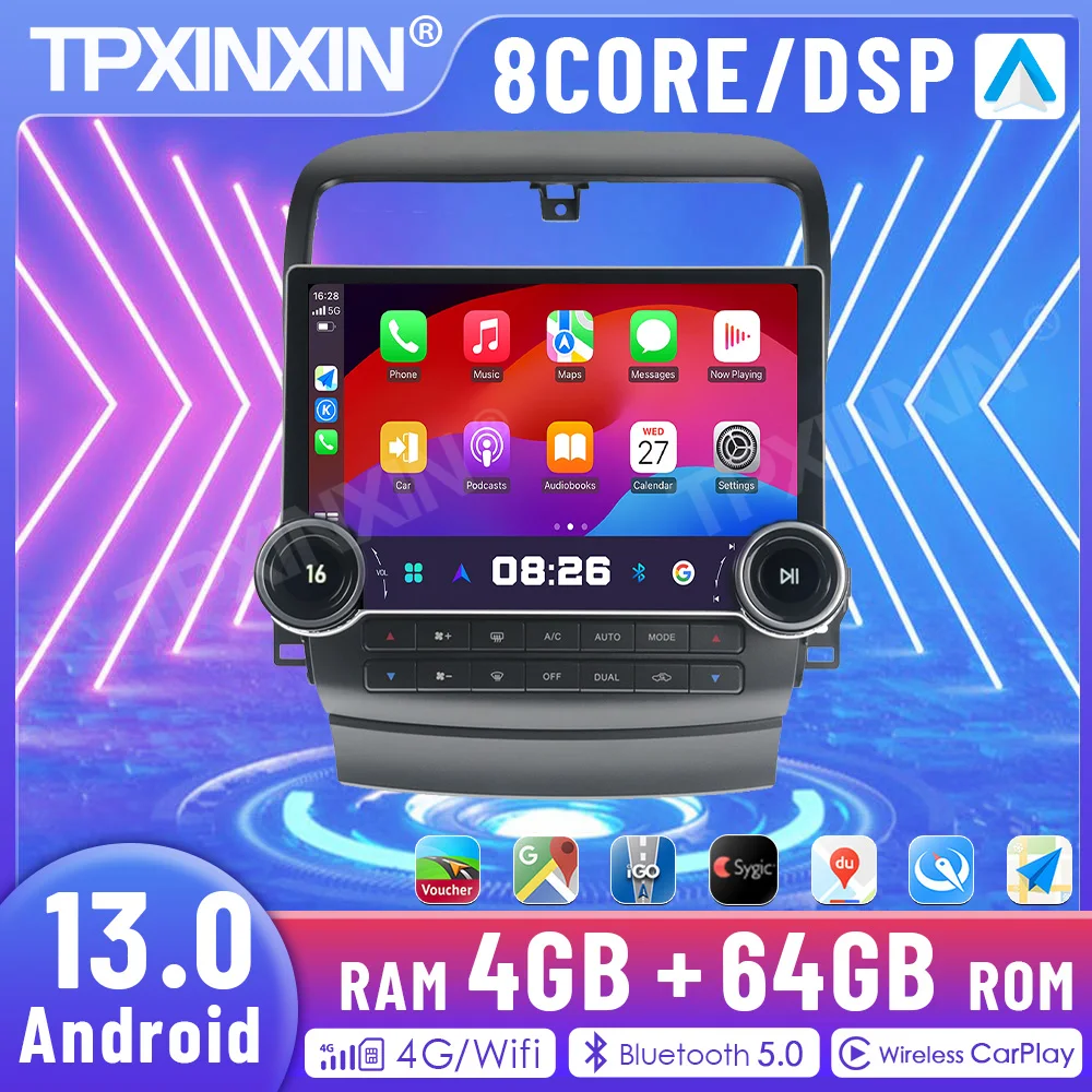 

11,8 дюймовый Android 13 для Honda Acura TSX 2004-2008 автомобильное радио, стерео, мультимедийный видеоплеер, Carplay, автомобильный GPS-навигатор, головное устройство