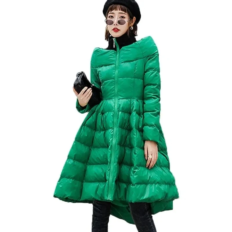 Women Long Warm Parka Coat Winter Fashion Casual Black White Parkas Elegant Cotton-Padded Jackets Top Women's Outerwear Clothing