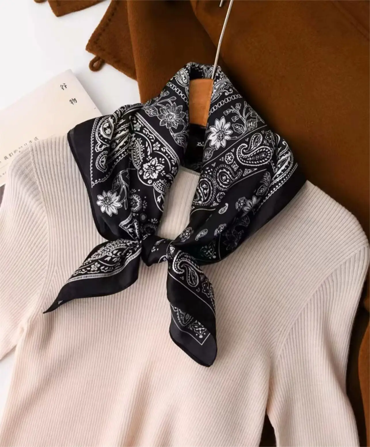 100% Silk Bandana Scarf – Luxury Square Neckerchief