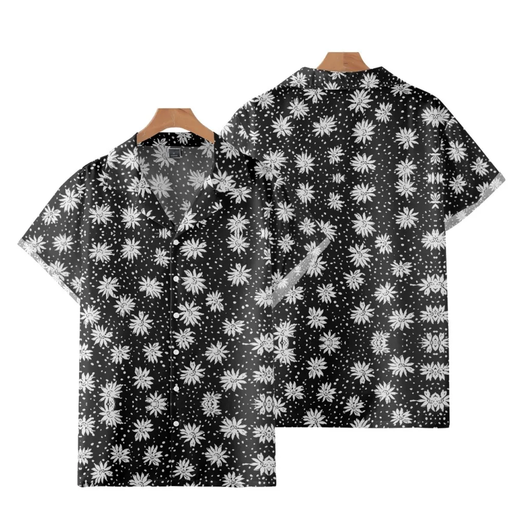 

Daisy Printed Casual Men Vintage Loose Beach Hawaiian Short Sleeve Cuban Collar Shirt Streetwear