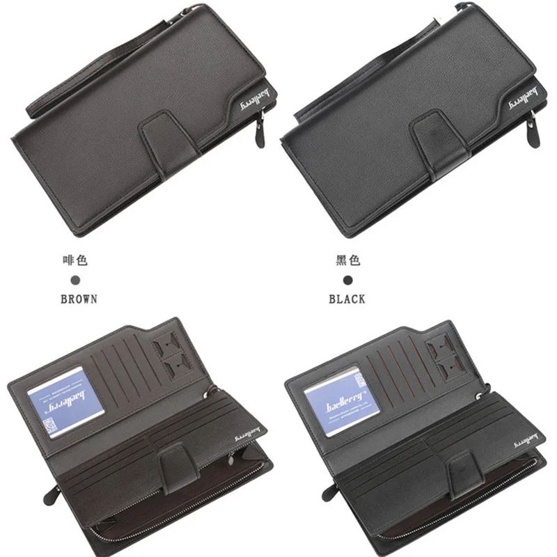 Men's Long Wallet High Quality Pu Leather Wallet for Men RFID Blocking Business Clutch Bag Credit Card Holder Purse Phone Bags